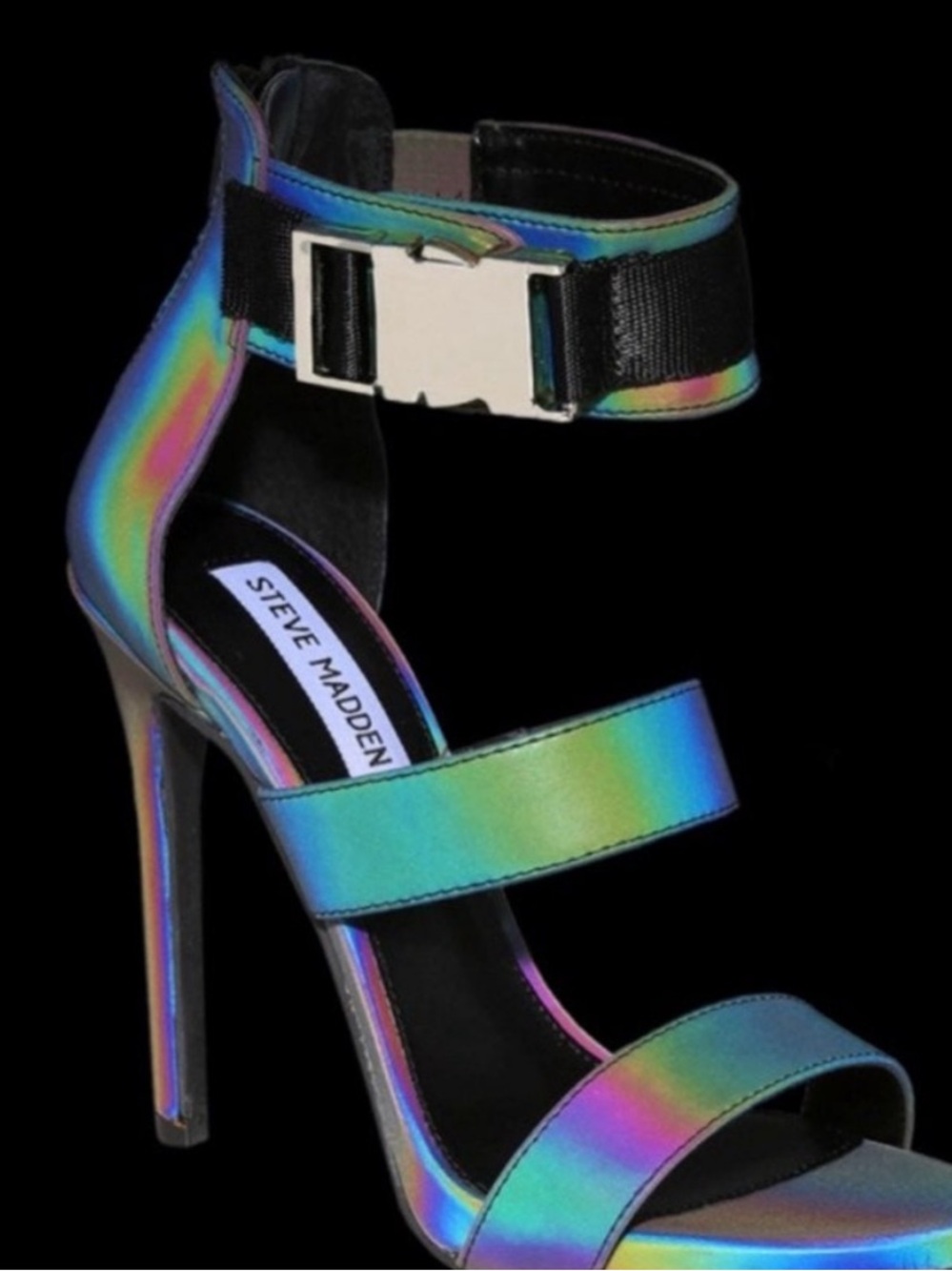 Steve Madden Iridescent Rainbow Strappy Stiletto Sandals - Picture 4 of 4